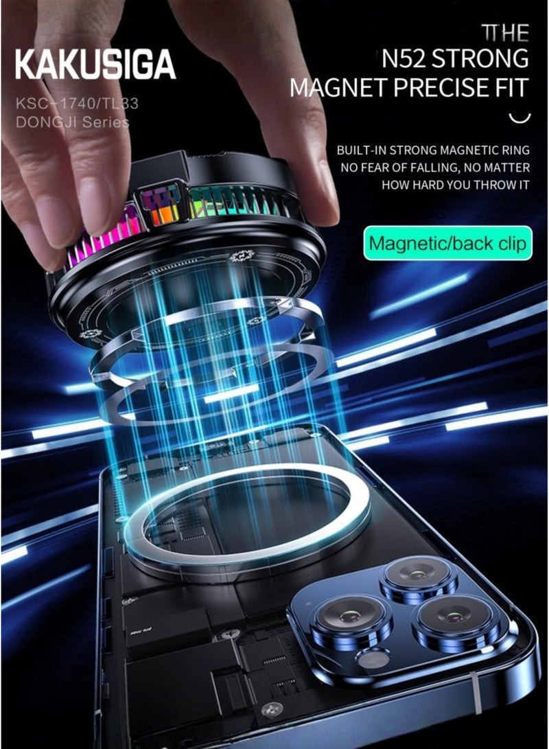 KAKUSIGA Kaksuiga Magnetic Mobile Cooling Fan for Gaming – Semiconductor Phone Cooler with Clip for Non-Magnetic Phones, Fast Heat Dissipation Radiator for PUBG, iPhone 12/13 Series, iOS, Android, iPad & Tablet, Low Noise Portable Smartphone Cooler - Image 3